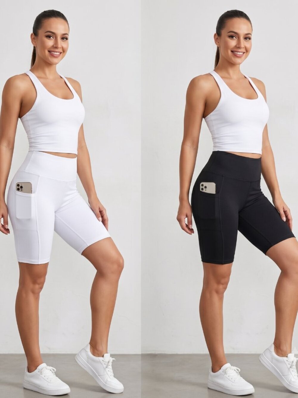 NWOT | 2-Pack High-Waisted Athletic Bike Shorts with Side Pockets | Medium